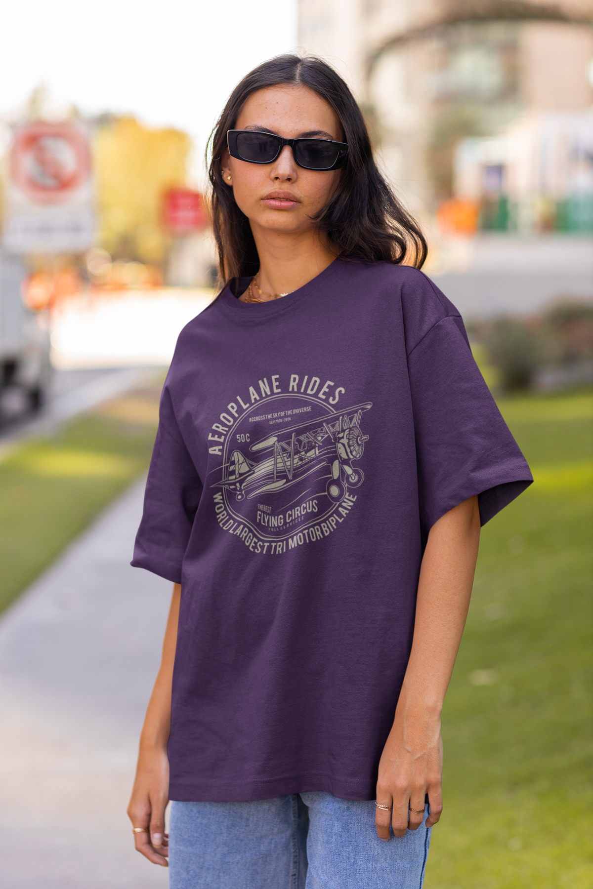 Aeroplane Rides – Born to Explore Unisex Oversized T-Shirt